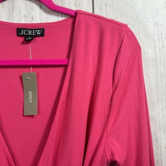 J.Crew Pink Long Sleeve Faux Wrap Top with Velvet Tie NWT Size M - Picture 4 of 14